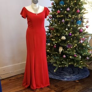 Red Formal off Shoulders Dress
